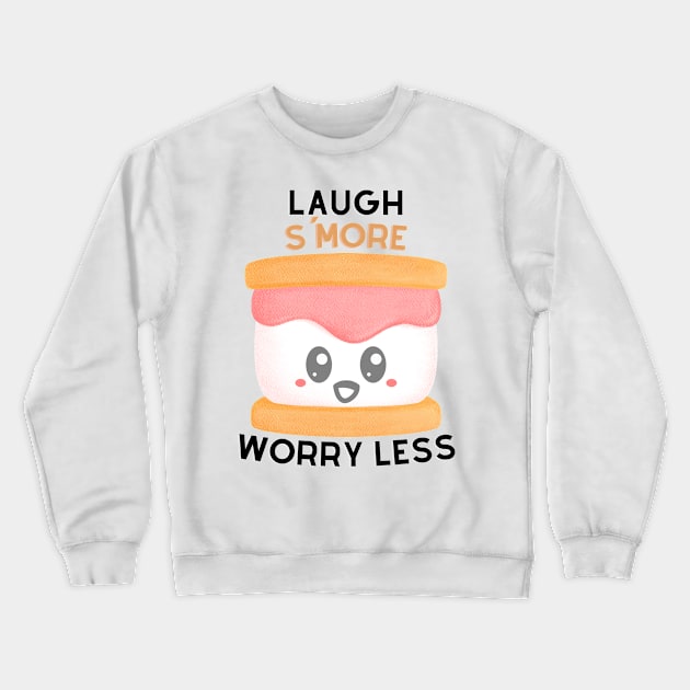 Laugh S'More Worry Less - Happy Marshmallow Face Crewneck Sweatshirt by Double E Design